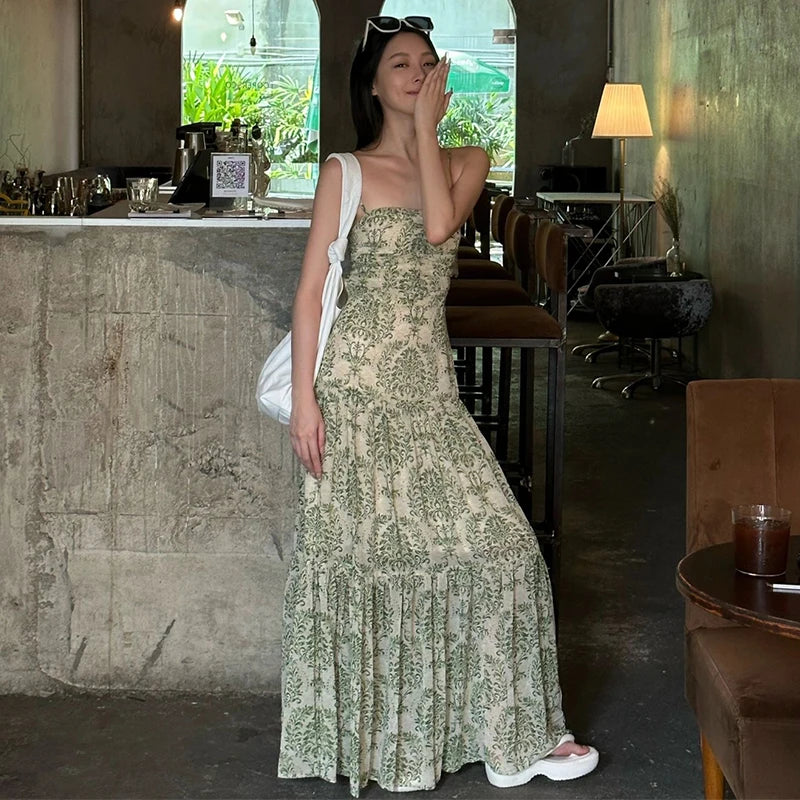 Ele Summer Beach Vaion Strap Dr Women's Super Fairy T Aosphere High-End Feeling Long Skirt Casual Sle One-Piece