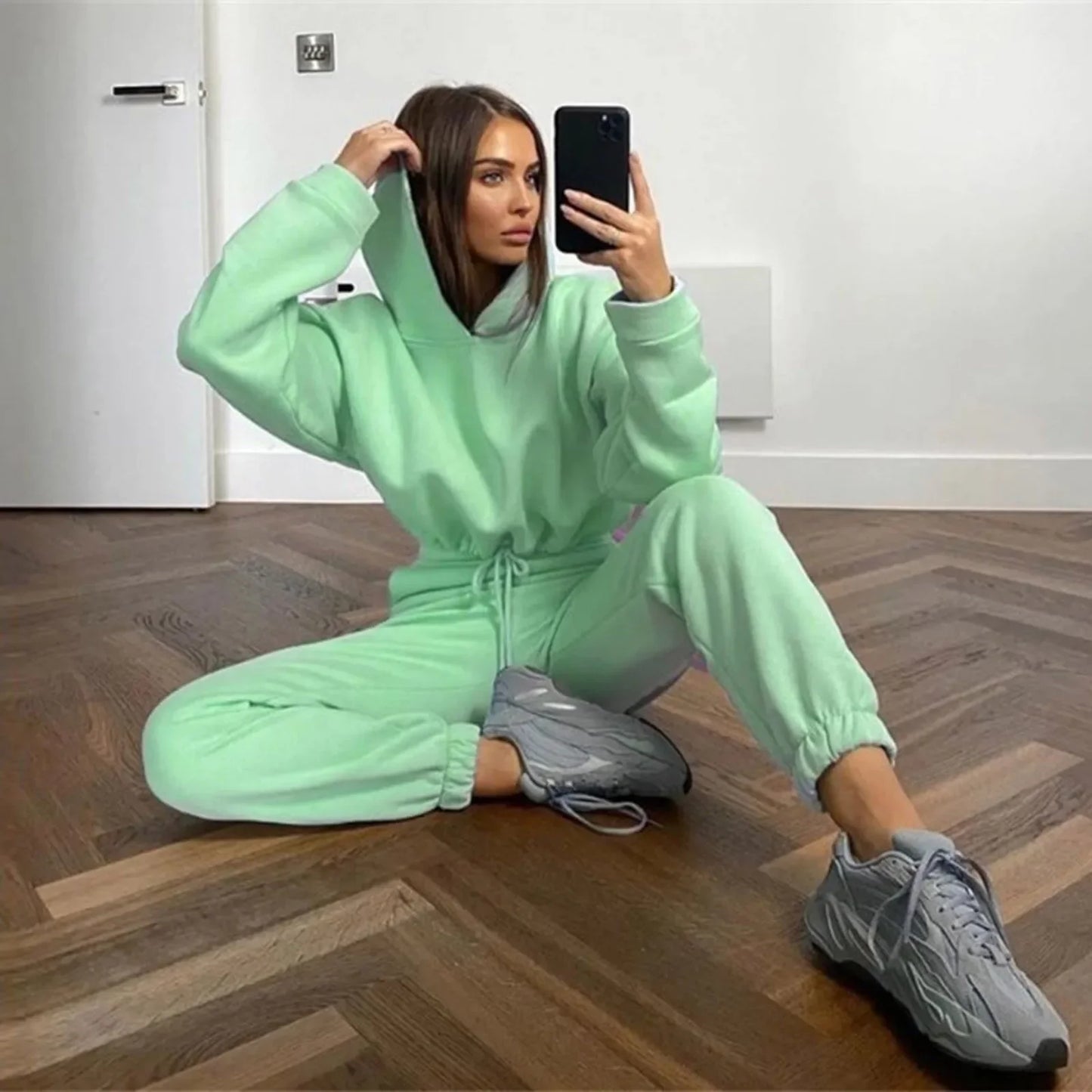 Autumn/winter Fashionable Long Sleeve Casual Sportswear Two-piece Set Sweet Style Pant Sets
