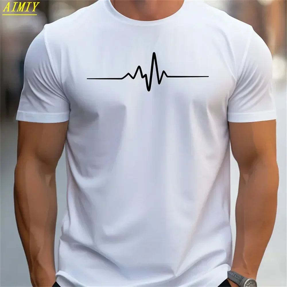 Fashion Casual O-neck Oversized T-shirts Men Tops Summer 3D Stripe Letter Print Men's T Shirt Hip Hop Trend Harajuku Streetwear