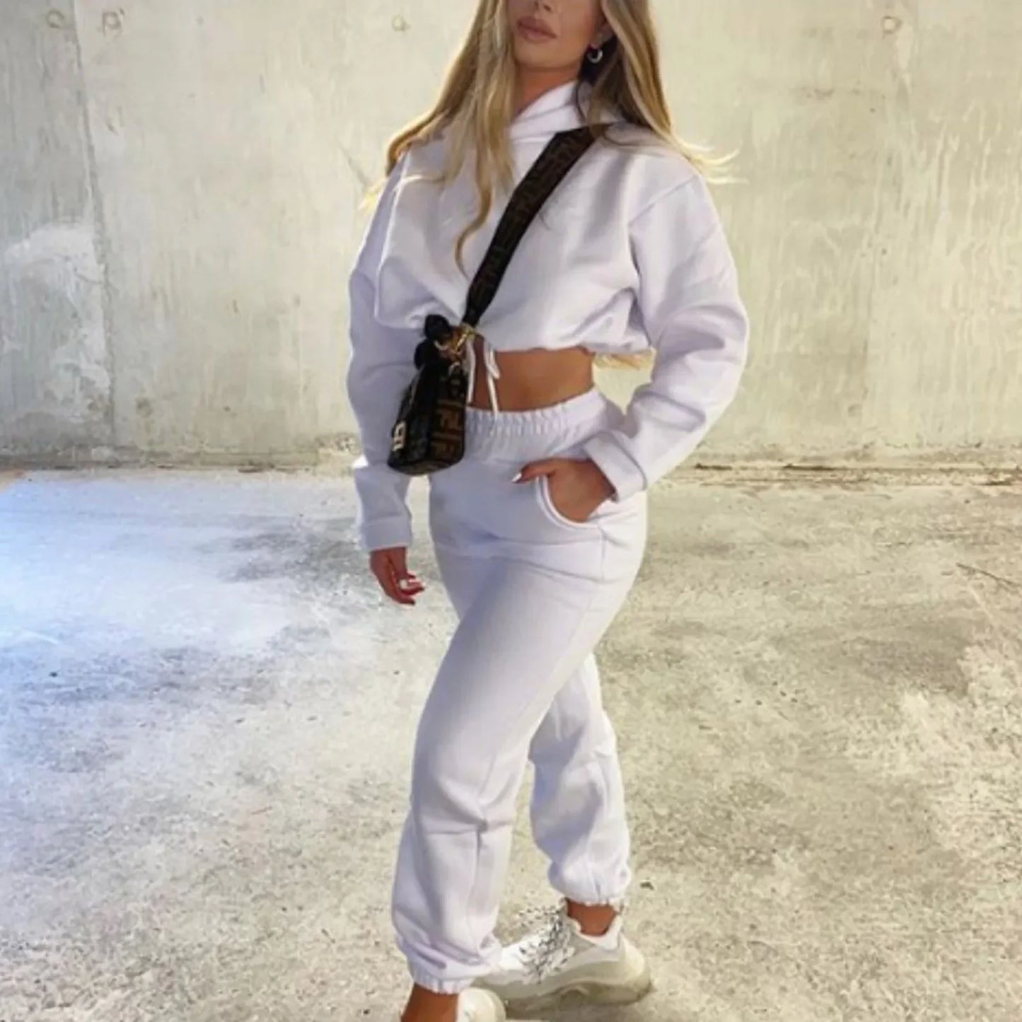 Autumn/winter Fashionable Long Sleeve Casual Sportswear Two-piece Set Sweet Style Pant Sets