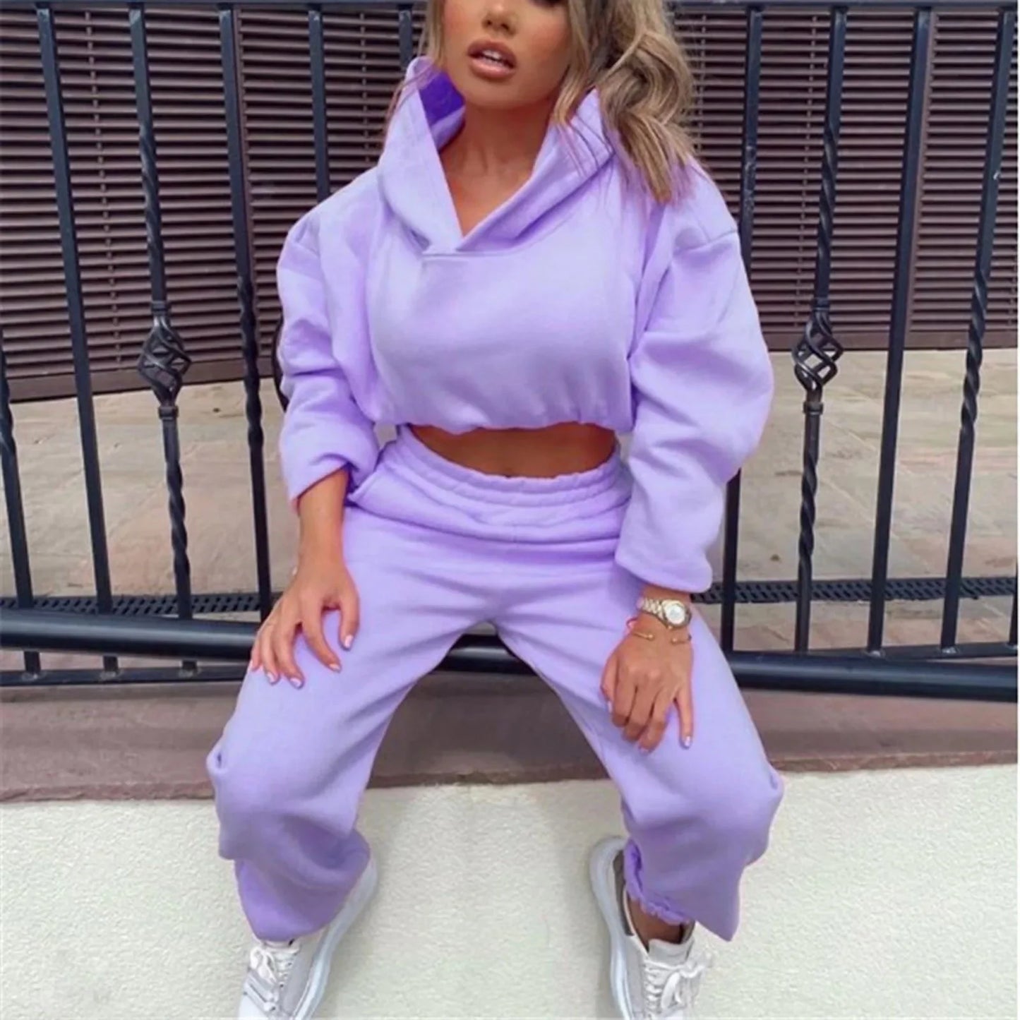 Autumn/winter Fashionable Long Sleeve Casual Sportswear Two-piece Set Sweet Style Pant Sets