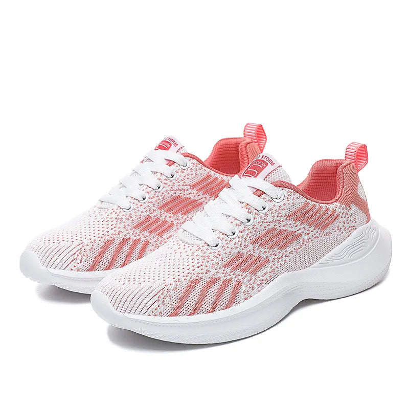 Fashion Women Lightweight Sneakers Running Shoes Outdoor Sports Shoes Breathable Mesh Comfort Running Shoes Air Cushion Lace Up