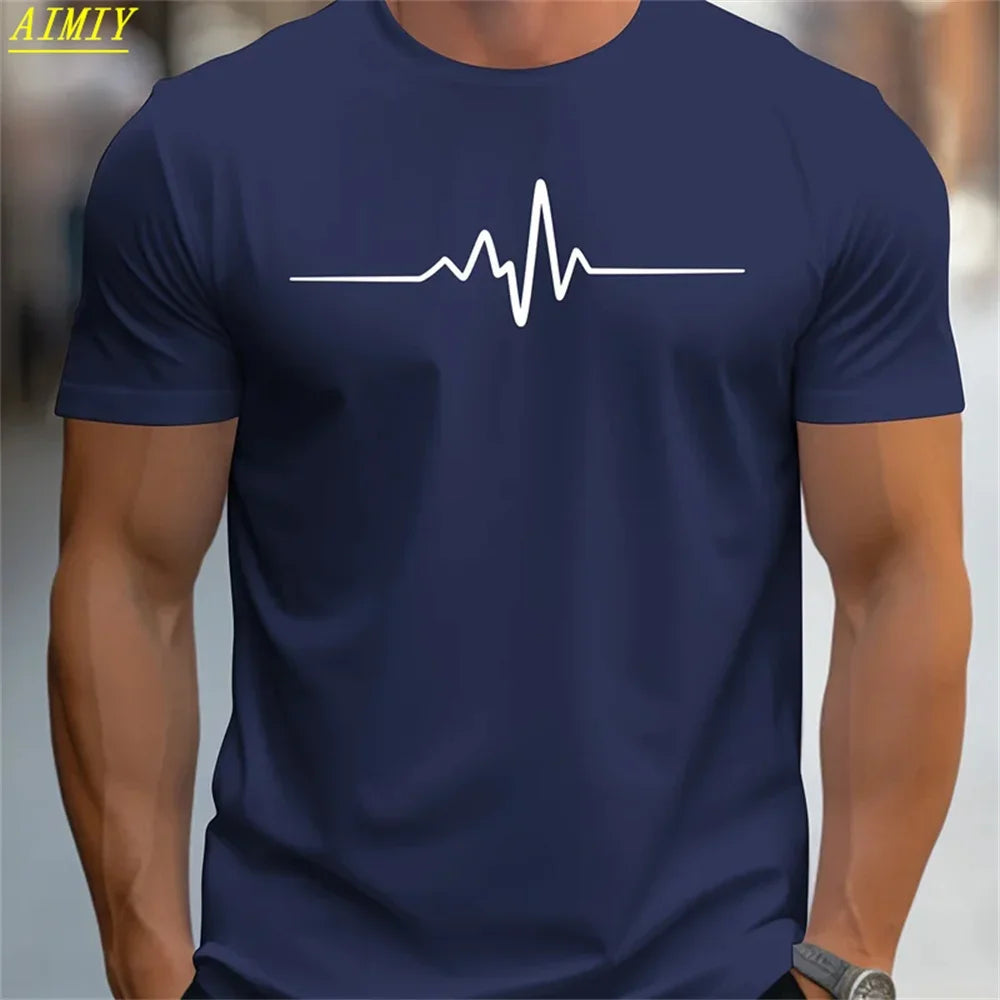 Fashion Casual O-neck Oversized T-shirts Men Tops Summer 3D Stripe Letter Print Men's T Shirt Hip Hop Trend Harajuku Streetwear