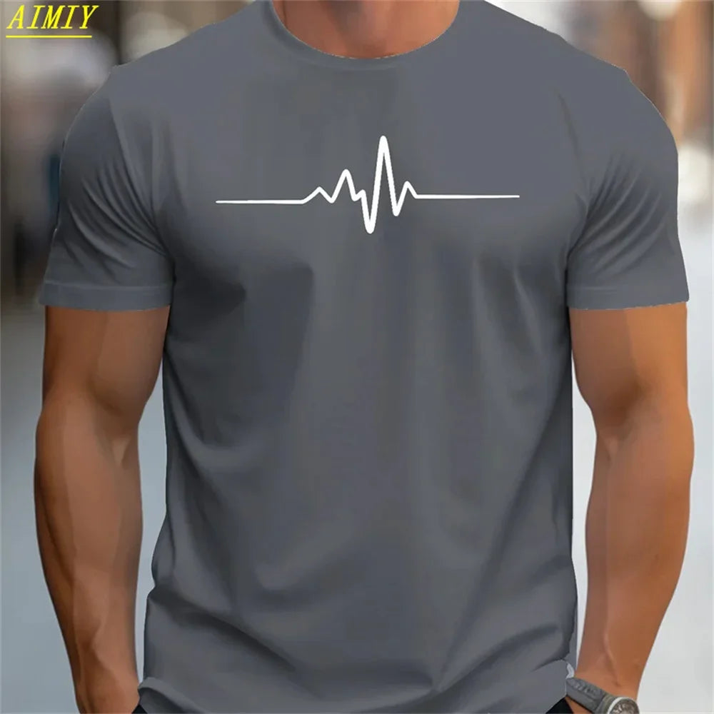 Fashion Casual O-neck Oversized T-shirts Men Tops Summer 3D Stripe Letter Print Men's T Shirt Hip Hop Trend Harajuku Streetwear