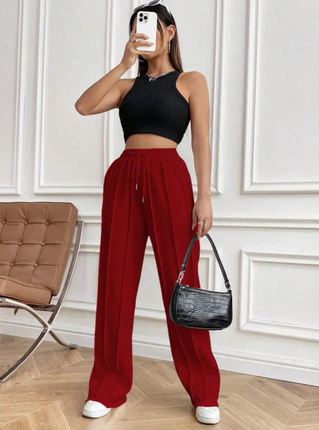 European and American women's casual fashion sweatpants with drawstring, vertical stripes, straight leg sports pants for women