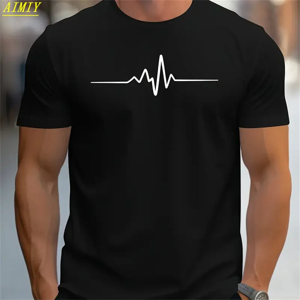 Fashion Casual O-neck Oversized T-shirts Men Tops Summer 3D Stripe Letter Print Men's T Shirt Hip Hop Trend Harajuku Streetwear