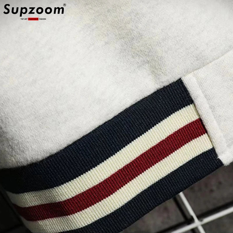 Supzoom 2023 New Arrival Letter Rib Sleeve Cotton Fashion Logo Single Breasted Casual Bomber Baseball Jacket Loose Cardigan Coat
