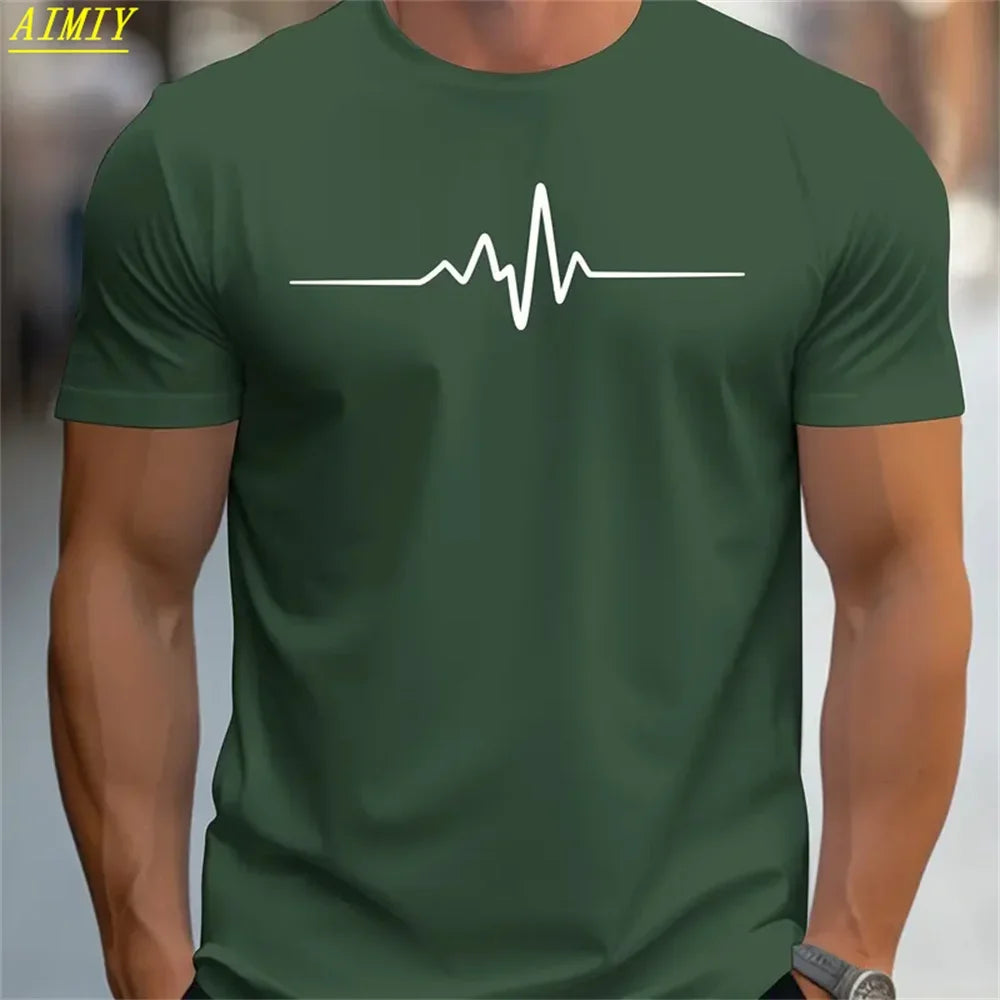 Fashion Casual O-neck Oversized T-shirts Men Tops Summer 3D Stripe Letter Print Men's T Shirt Hip Hop Trend Harajuku Streetwear