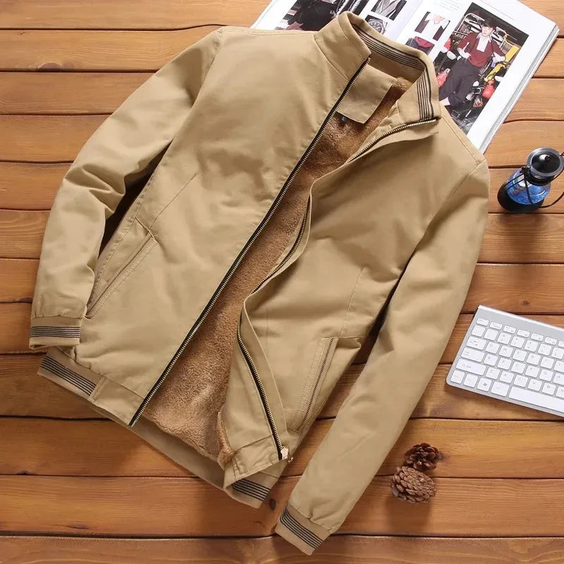 autumn and winter men's casual trend fashion warm thickened cold-proof large size zipper padded baseball jacket