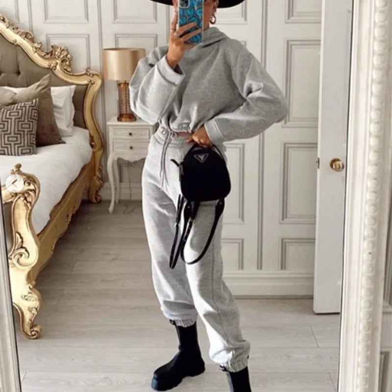 Autumn/winter Fashionable Long Sleeve Casual Sportswear Two-piece Set Sweet Style Pant Sets