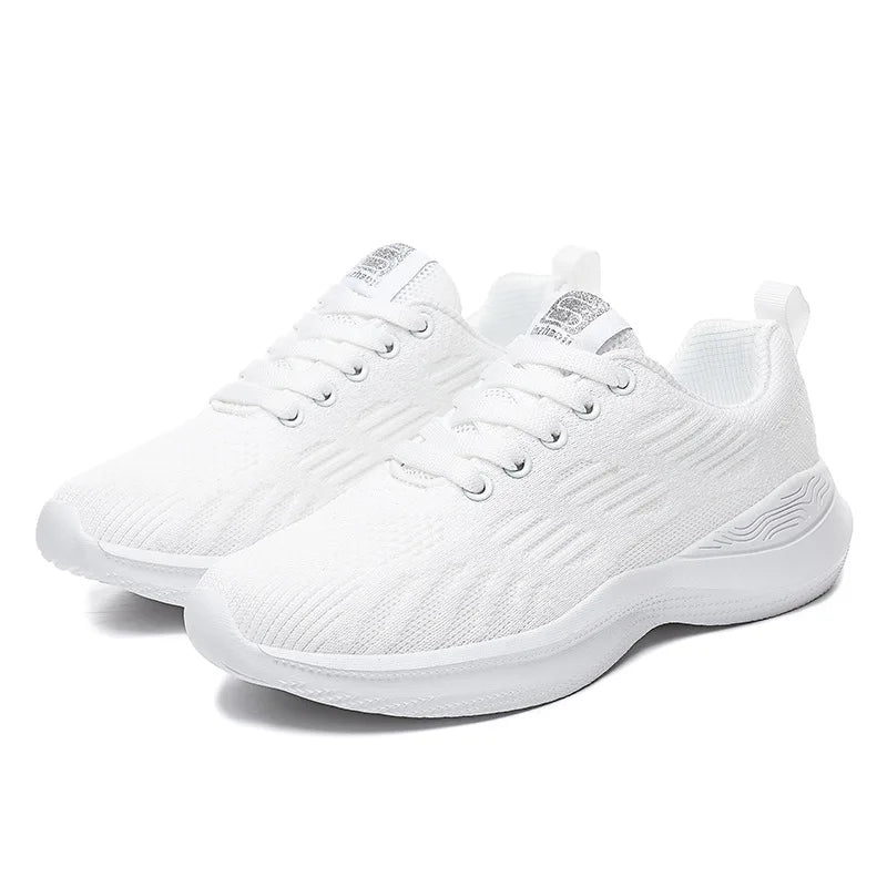 Fashion Women Lightweight Sneakers Running Shoes Outdoor Sports Shoes Breathable Mesh Comfort Running Shoes Air Cushion Lace Up