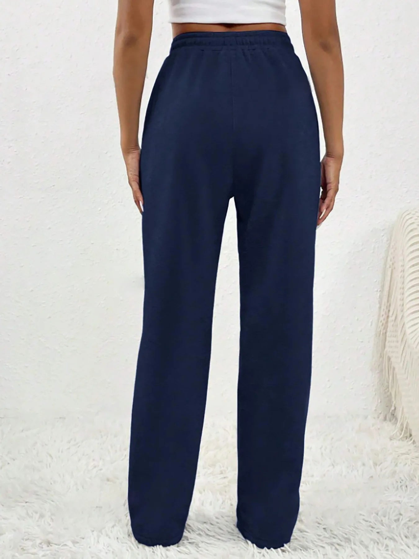 European and American women's casual fashion sweatpants with drawstring, vertical stripes, straight leg sports pants for women