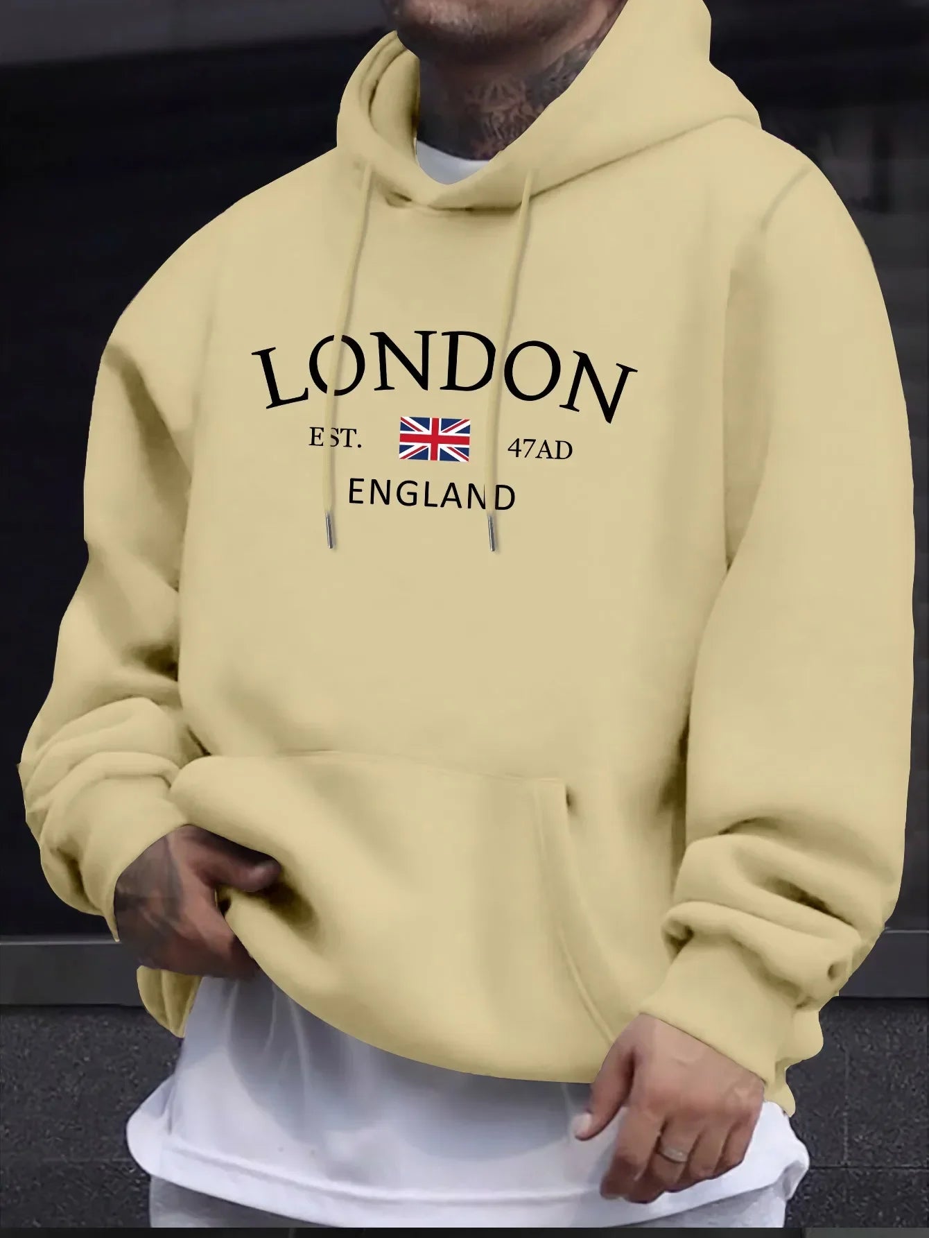 Fashion Printed Hoodies Men's Casual Autumn and Winter Leisure Sweatshirt Kangaroo Pocket Long Sleeve Autumn and Winter