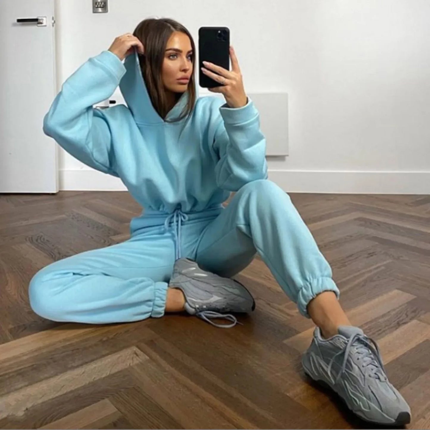 Autumn/winter Fashionable Long Sleeve Casual Sportswear Two-piece Set Sweet Style Pant Sets