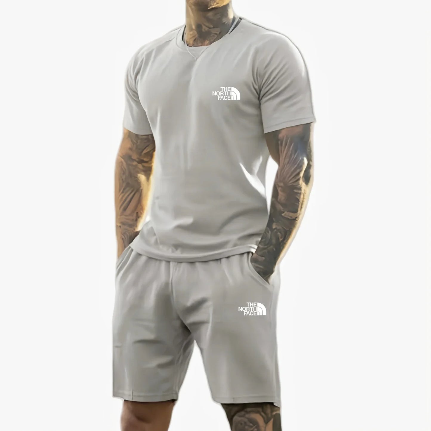 2025 summer new men's printed short-sleeved T-shirt + shorts suit, casual sportswear, breathable outdoor casual men's T-shirt,