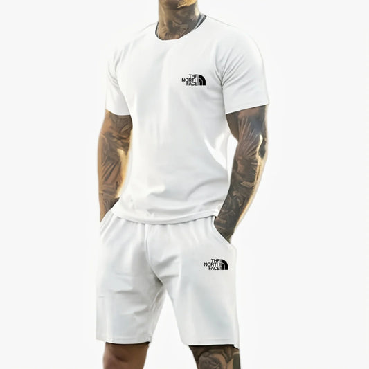 2025 summer new men's printed short-sleeved T-shirt + shorts suit, casual sportswear, breathable outdoor casual men's T-shirt,