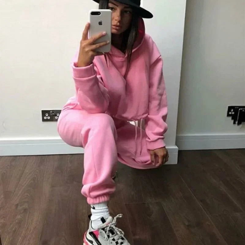 Autumn/winter Fashionable Long Sleeve Casual Sportswear Two-piece Set Sweet Style Pant Sets