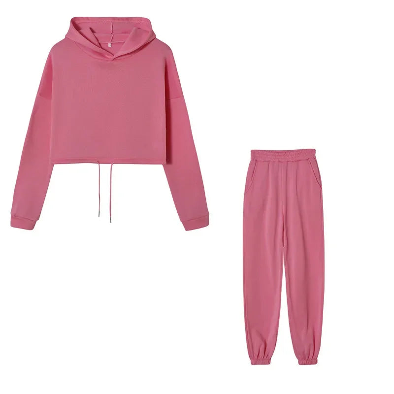 Autumn/winter Fashionable Long Sleeve Casual Sportswear Two-piece Set Sweet Style Pant Sets