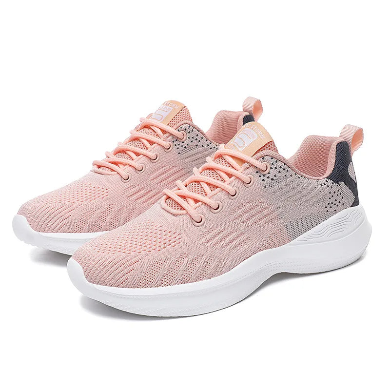 Fashion Women Lightweight Sneakers Running Shoes Outdoor Sports Shoes Breathable Mesh Comfort Running Shoes Air Cushion Lace Up