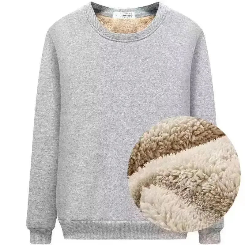 Trendy Merino Wool Men's Sweatshirt Loose Fit Fleece Lined Thickened Warm Sports Casual Jacket Autumn Winter