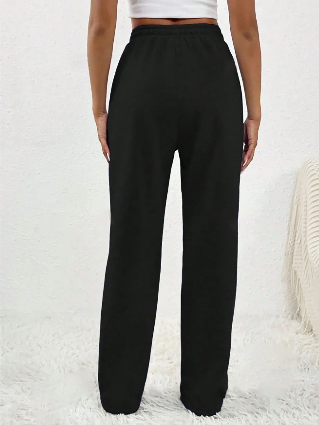 European and American women's casual fashion sweatpants with drawstring, vertical stripes, straight leg sports pants for women