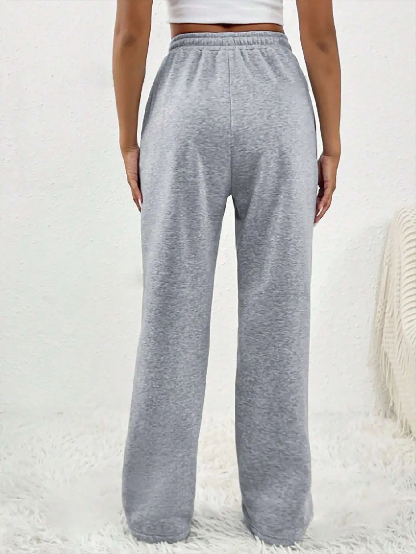 European and American women's casual fashion sweatpants with drawstring, vertical stripes, straight leg sports pants for women