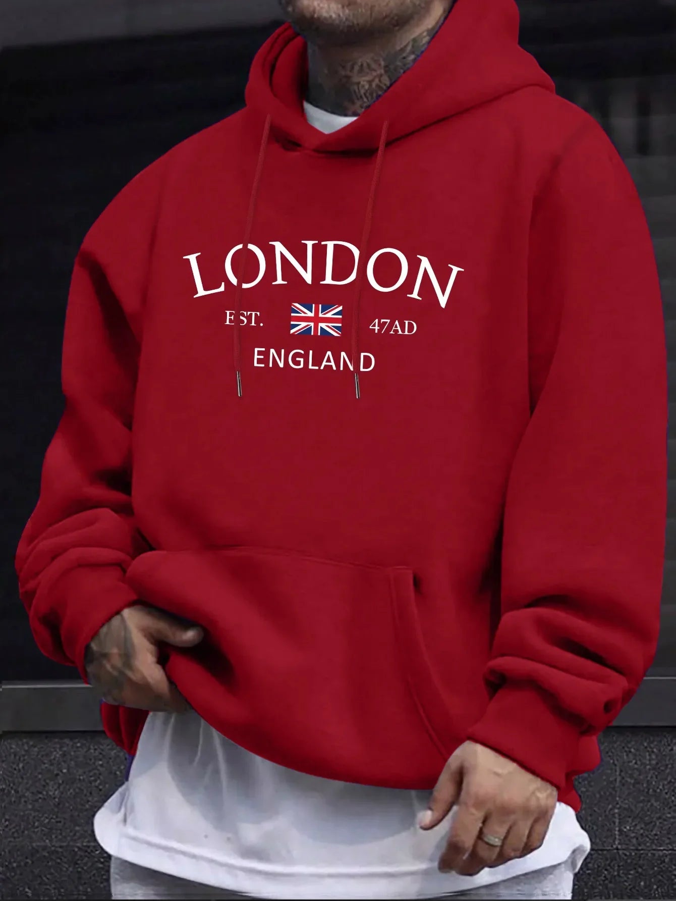 Fashion Printed Hoodies Men's Casual Autumn and Winter Leisure Sweatshirt Kangaroo Pocket Long Sleeve Autumn and Winter