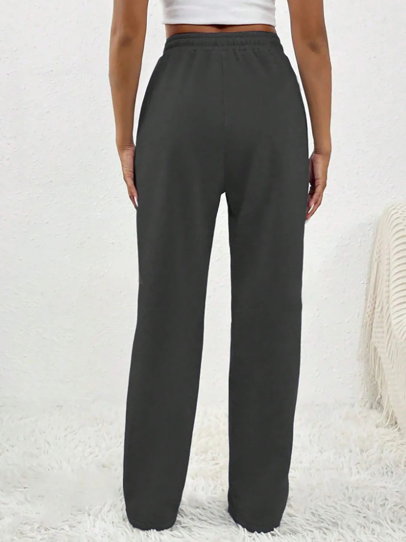 European and American women's casual fashion sweatpants with drawstring, vertical stripes, straight leg sports pants for women