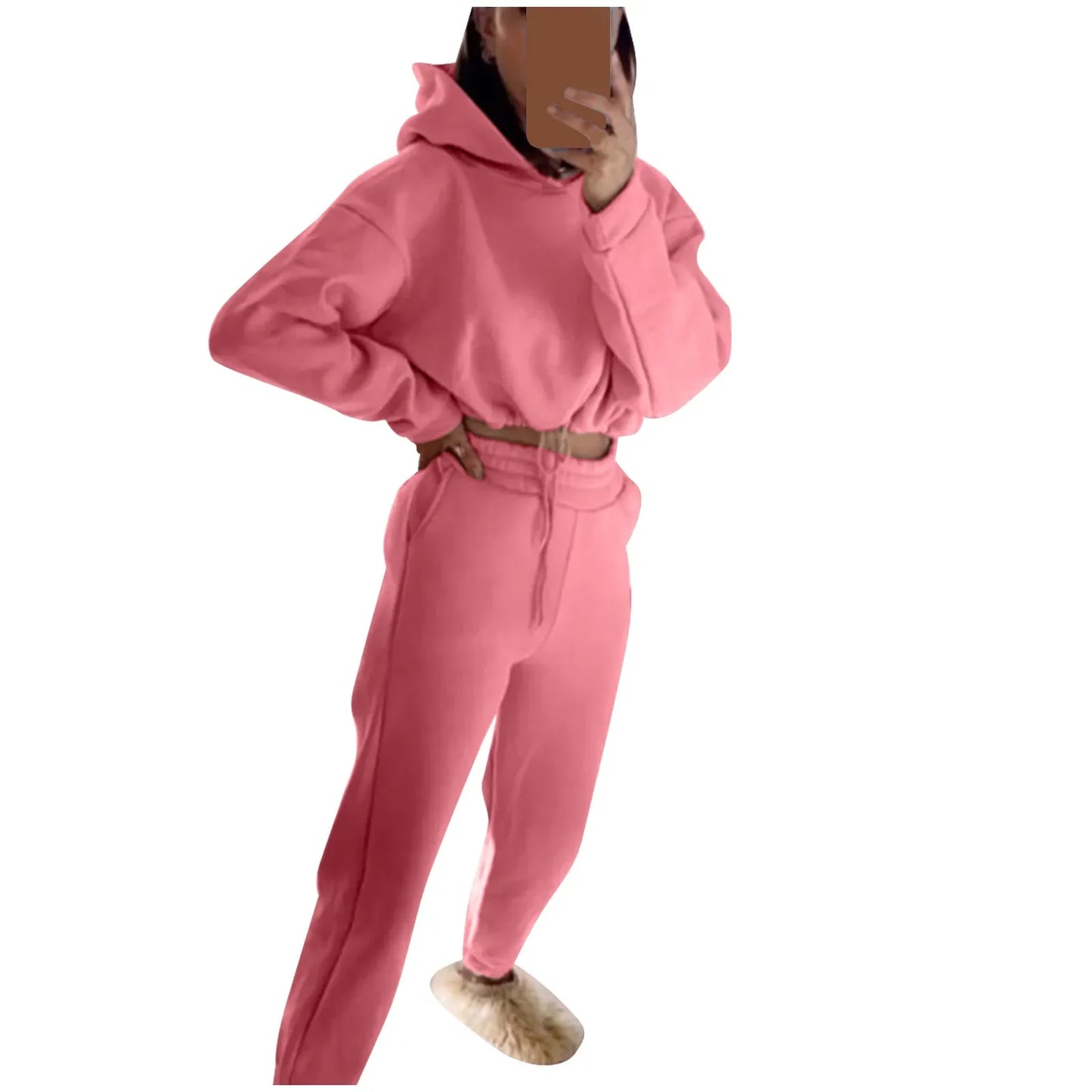 Autumn/winter Fashionable Long Sleeve Casual Sportswear Two-piece Set Sweet Style Pant Sets