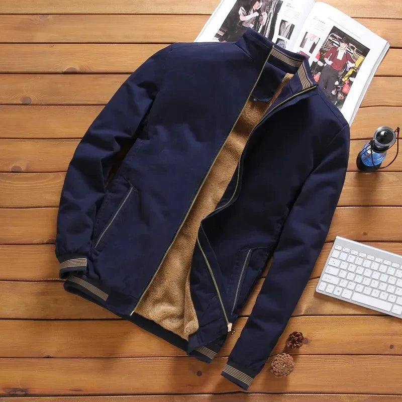 autumn and winter men's casual trend fashion warm thickened cold-proof large size zipper padded baseball jacket