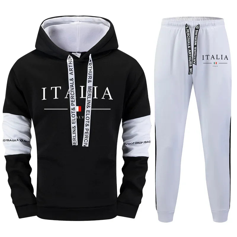 Mens Tracksuit Outdoor Quality Autumn Winter Simple Casual Sports Hooded Single Sweatshirts And Sweatpant Comfort Sports Fitness