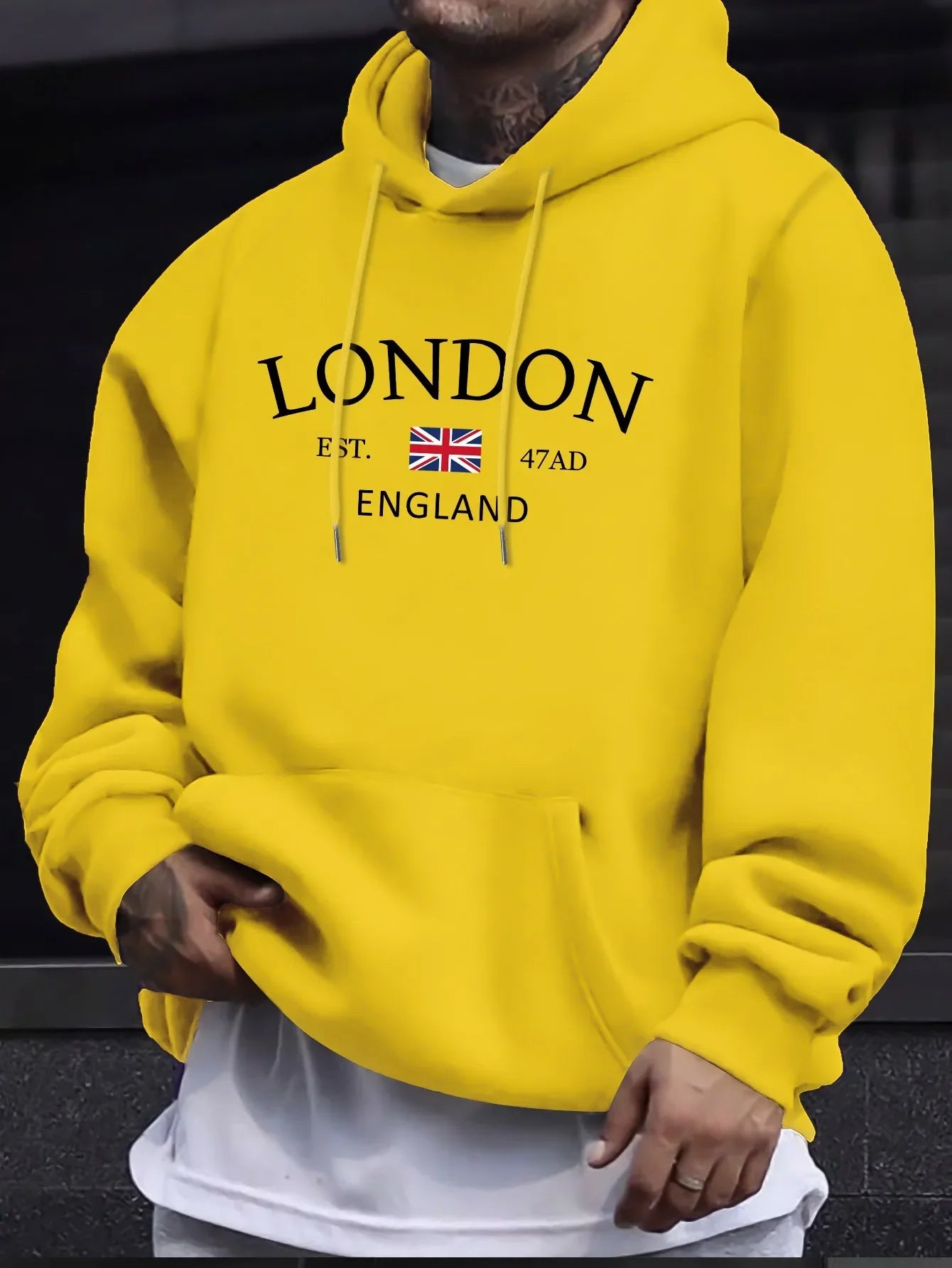 Fashion Printed Hoodies Men's Casual Autumn and Winter Leisure Sweatshirt Kangaroo Pocket Long Sleeve Autumn and Winter