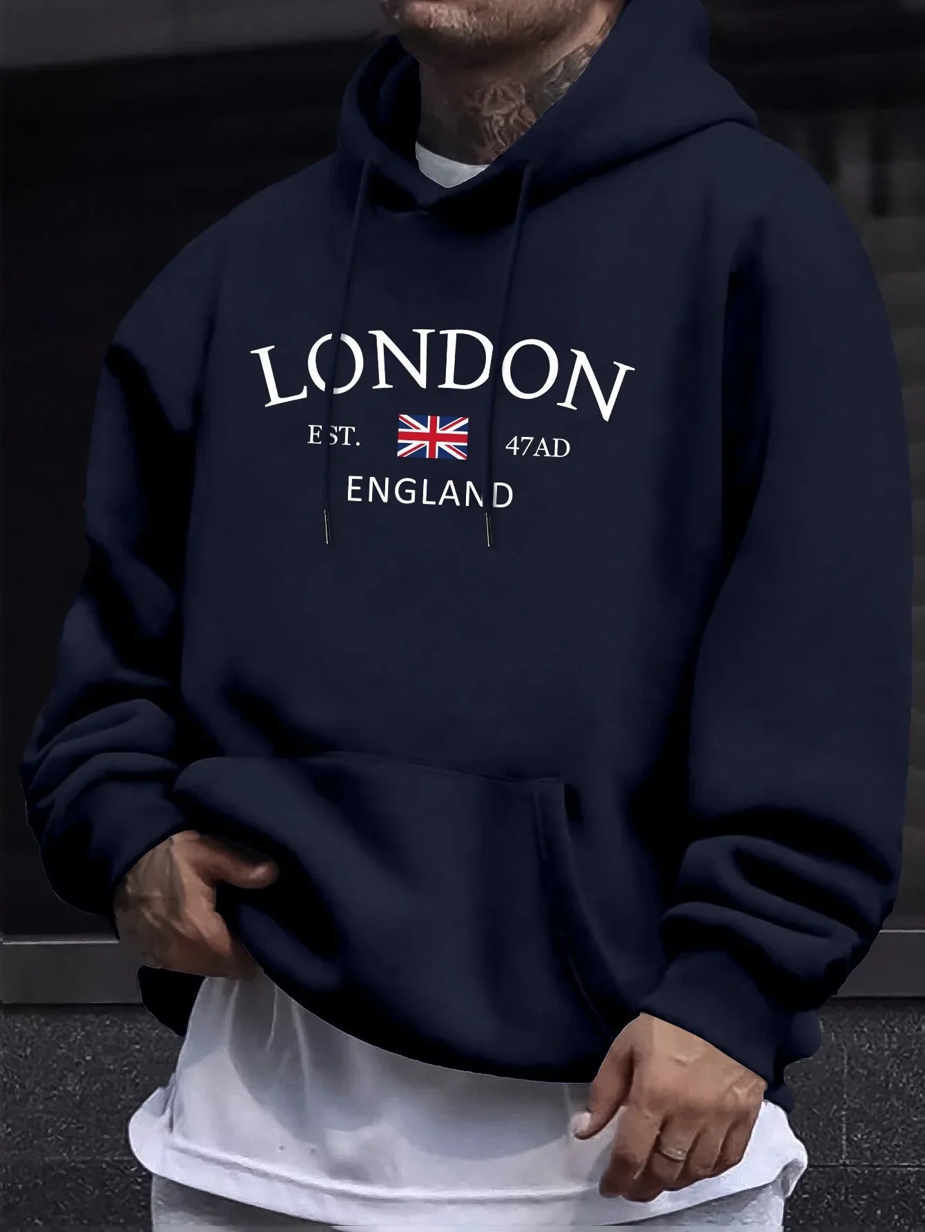 Fashion Printed Hoodies Men's Casual Autumn and Winter Leisure Sweatshirt Kangaroo Pocket Long Sleeve Autumn and Winter