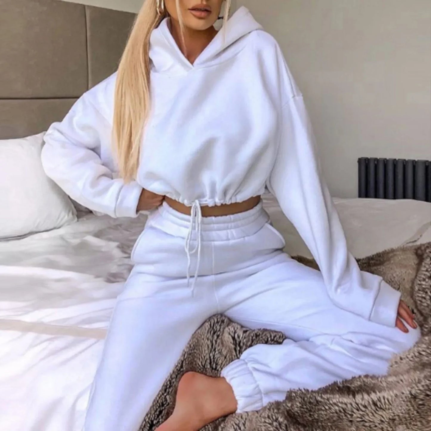 Autumn/winter Fashionable Long Sleeve Casual Sportswear Two-piece Set Sweet Style Pant Sets